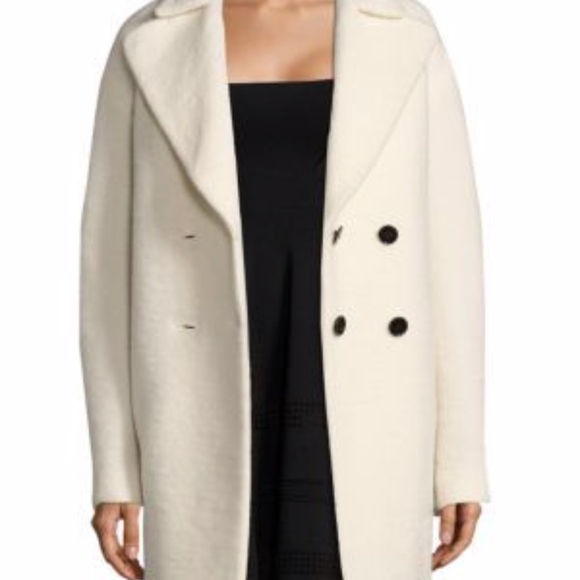 Carven White Wool-blend Bouclé Coat NWT - Picture 7 of 8